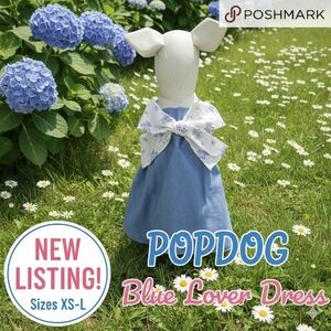 POPDOG Blue Lover Dress - Floral Denim Pet Dress for Dogs & Cats